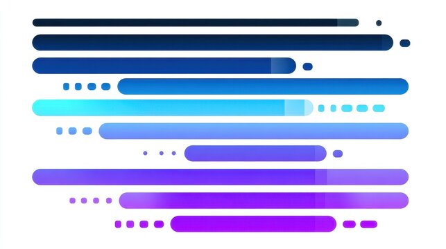 A sleek Gantt chart clipart, project management element, linear style, gradient blue to purple, isolated on white background.