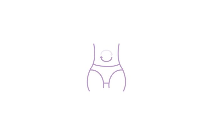 Illustration of a healthy digestive process. Animated stomach icon with outline.