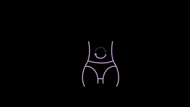 Illustration of a healthy digestive process. Animated stomach icon with outline.