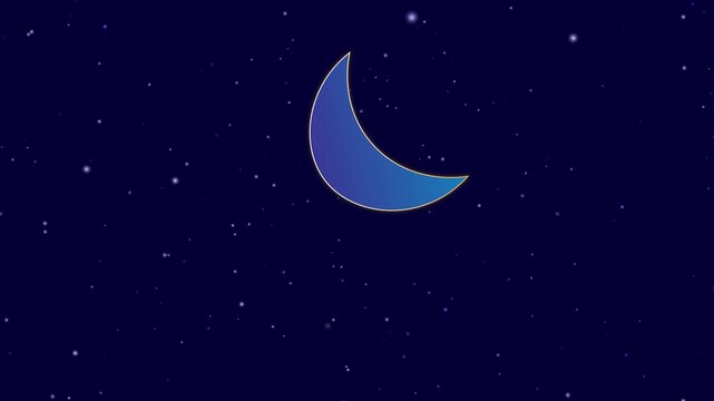 Animation of crescent moon in the night sky. digitally produced video.