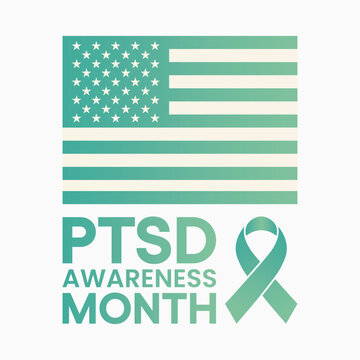 PTSD awareness month is observed every year in June. Posttraumatic stress disorder is a psychiatric disorder that may occur in people who have experienced or witnessed a traumatic event. vector art.
