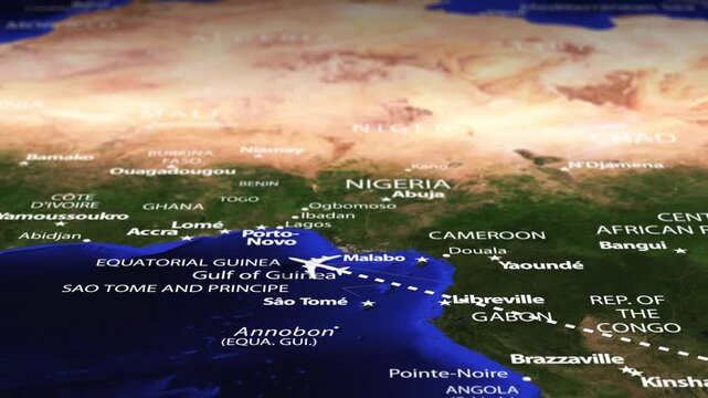 Flight From Antananarivo MADAGASCAR to Dakar SENEGAL with flag pins