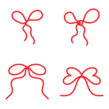 Minimal Bow Ribbon Line Icon Collection. Set of elegant hand drawn bow and ribbon line icons for gift wrapping, decoration, branding, wedding, and festive design projects.
