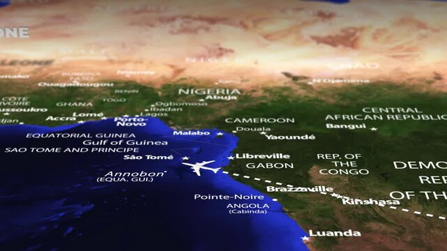 Flight From Antananarivo MADAGASCAR to Freetown SIERRA LEONE with flag pins