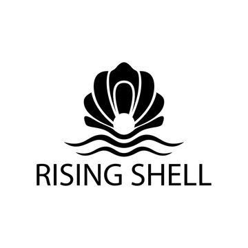 pearl shell logo and a wave with line style, blue color logos