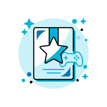 Gaming achievement icon with star badge and controller