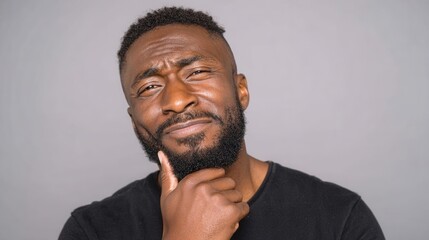 Obraz premium Man Suffering From Toothache Against Clean Neutral Background 