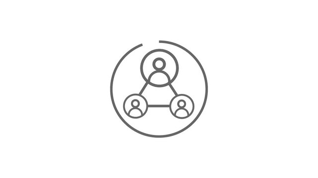 Minimalist animated Networking icon ck video. People profile outlines connecting into a team animation on white background for business U