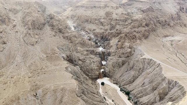 Aerial Flash Flood Waterfalls Flowing Through Qumran Canyon

Drone footage capturing flash flood waterfalls flowing through Qumran canyon, 14 May 2026, Israel.

