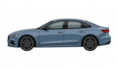 Obraz premium Modern Blue Sedan Car Side View Vector Illustration