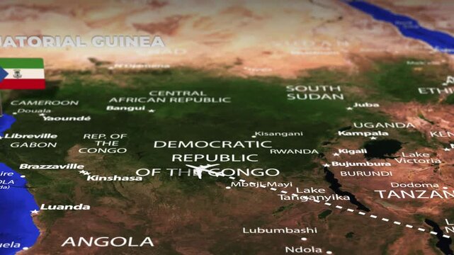 Flight From Antananarivo MADAGASCAR to Malabo EQUATORIAL GUINEA with flag pins