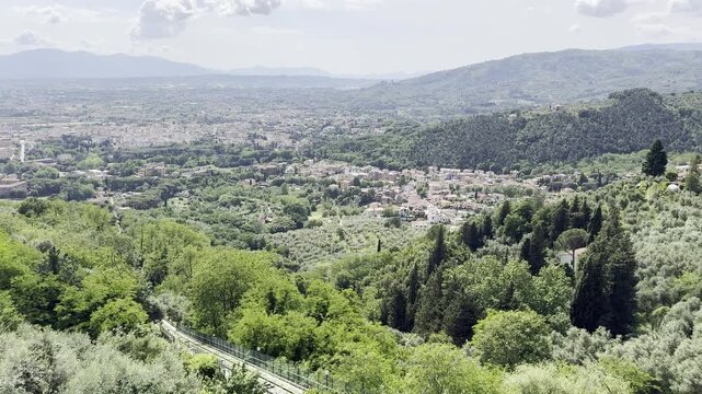 Panoramic View of Montecatini Terme Town and Lush Green Hills