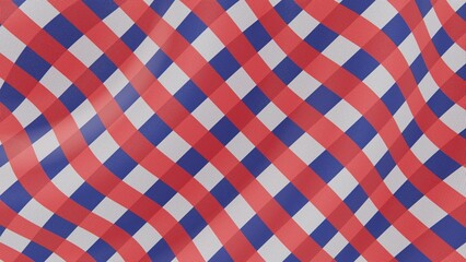 Horizontal 3D Independence Day 4th July gingham red white blue pattern patriotic USA flag picnic America holiday freedom celebration fabric textile checkered banner template promo poster greeting card © Alesya