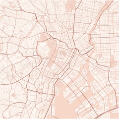 Obraz premium Tokyo City Map Street Map JPG Poster Pastel Orange Warm Sunset Vibe Wall Art
