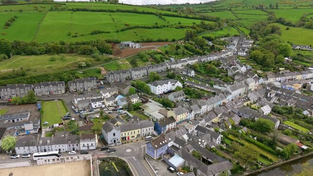 Reversing 4K 60FPS aerial video of Glenarm in County Antrim, Northern Ireland in the UK. Produced in 3840x2160 and with Rec709 color.