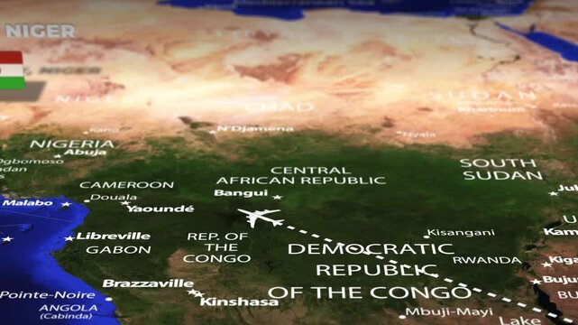Flight From Antananarivo MADAGASCAR to Niamey NIGER with flag pins