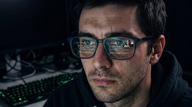 Close up of software developer coding with teammate remotely. 