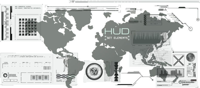 Futuristic global data display with HUD interface elements