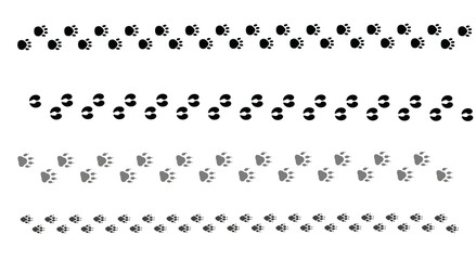 Large set of animal and bird trace steps imprints on transparent background  © Izzat