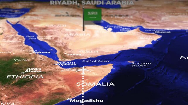 Flight From Antananarivo MADAGASCAR to Riyadh SAUDI ARABIA with flag pins