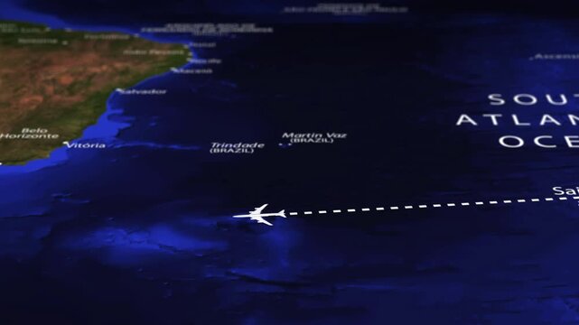 Flight From Antananarivo MADAGASCAR to Santiago CHILE with flag pins