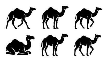 Abstract Camel Silhouette Vector Pack Modern Desert Safari Animal Icon Design © Nittika