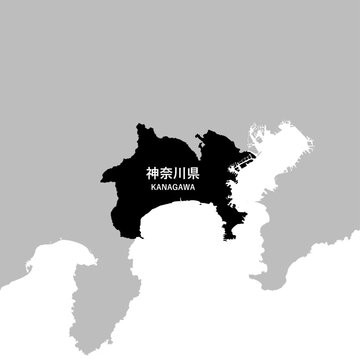 イラスト素材日本地図：神奈川県,関東地方,都道府県