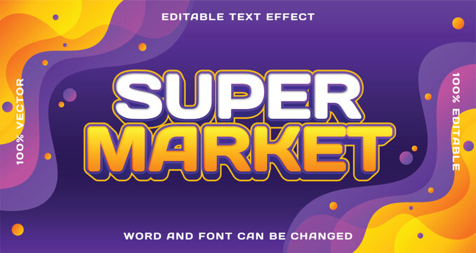 Super Market editable text effect design featuring a bold title, perfect for shopping promotions and retail banners