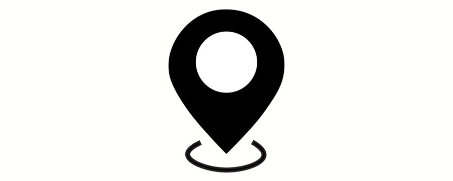 BLACK ocation pointer with pin icon vector, map pin pointing location on a white background, perfect for indicating places on digital maps