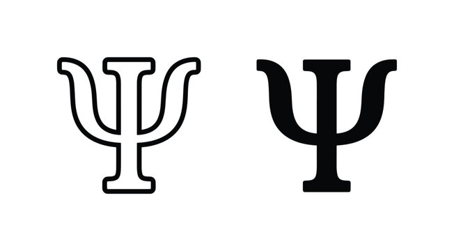 Psychology Symbol Vector Icons, Psi Symbol Set, Mental Health Concepts, Science and Academia Graphics