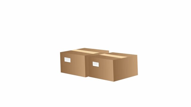 Illustration of a closed cardboard box, package delivery. Package delivery animation.