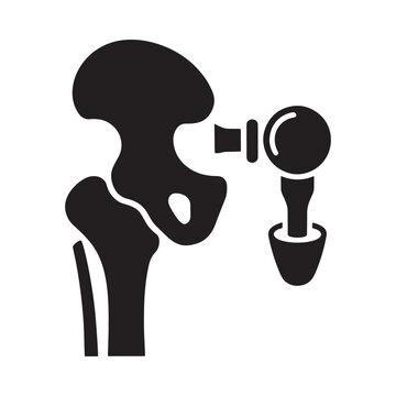 hip replacement icon black silhouette on white background