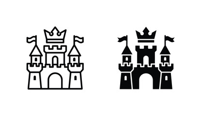 Royal Castle Icons, Medieval Fortress Symbols, Fantasy Kingdom Architecture, Vector Graphics for Fairytales and History © Saimon