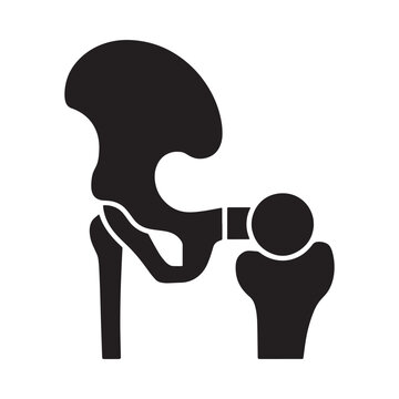 hip joint anatomy illustration black silhouette on white background