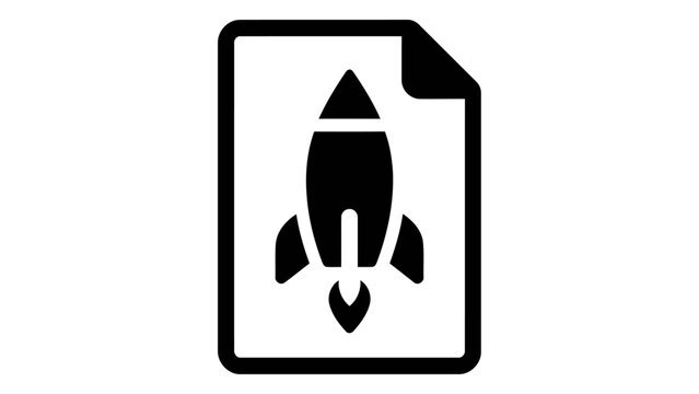 Rocket launch icon inside a document file symbol