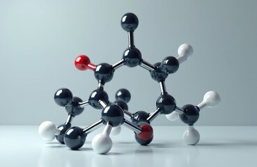 Obraz premium 3D molecular model of estrogen hormone. Scientific visualization shows atoms and chemical bonds. Used in biology chemistry research and medical education.