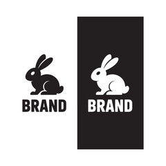 Fototapeta premium rabbit silhouette with brand text on white and black backgrounds