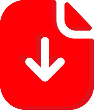 File Down Red Icon Mobile Interface
