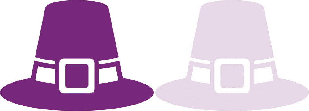 Pilgrim Hats in Purple and Light Purple isolated on white background flat vector icon