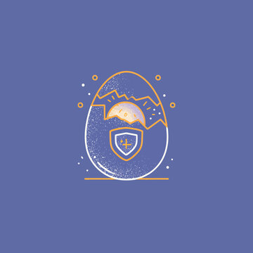 Vector logo of an egg with a cracked shell