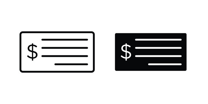 Cheque icon vector Illustration, Solid and stroke Style Icon