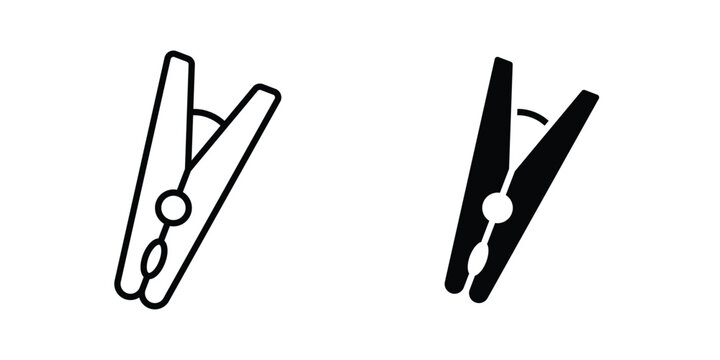 Clothespin icon vector Illustration, Solid and stroke Style Icon