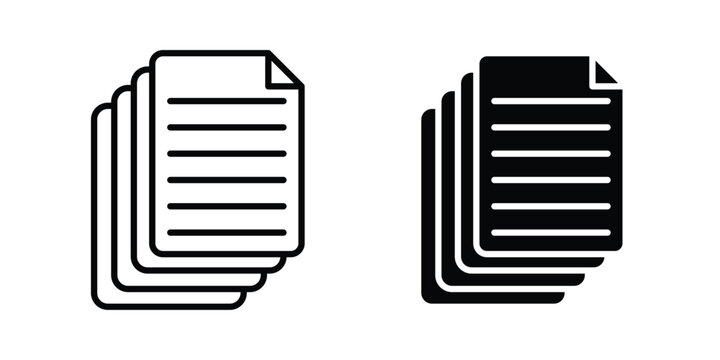 Document papers pile icon vector Illustration, Solid and stroke Style Icon
