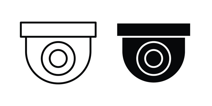 Dome cctv camera icon vector Illustration, Solid and stroke Style Icon