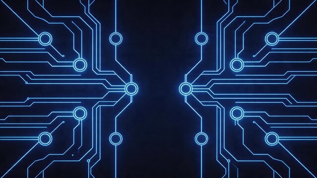 Blue neon circuit board pattern
