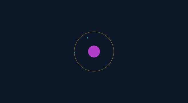 Minimalist orbiting planets motion on dark animation background animation