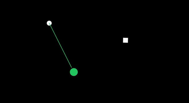 Minimalist pendulum motion with geometric shapes on animation black background