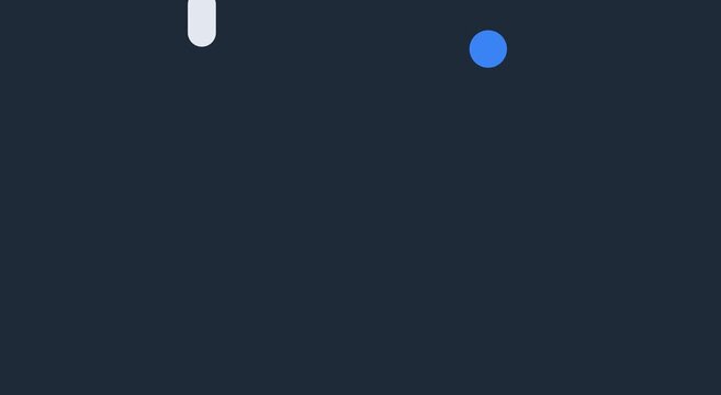 Minimalist ping pong game animation with blue ball and animation white paddle