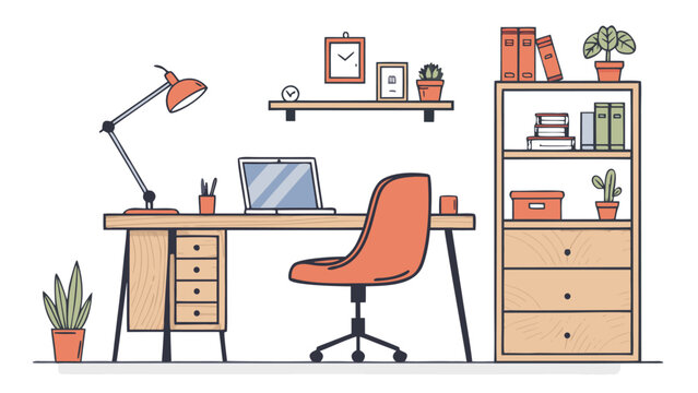 Orange ergonomic office chair on wheels.