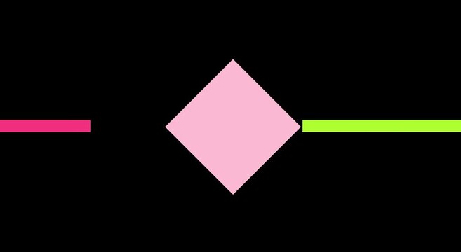 Minimalist pink diamond shape loading bar animation on animation black background